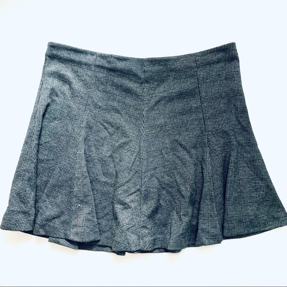 Banana Republic Factory Gray Black Plaid Skater Mini Skirt Plus Size 14